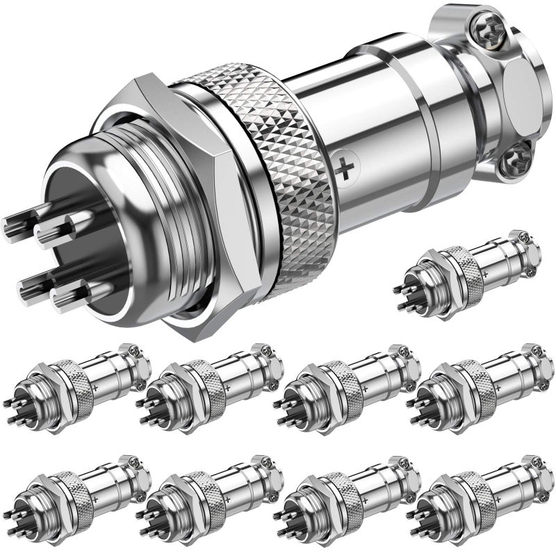 DIYhz GX16 4 Pins Panel Metal Mount Circular Metal Aviation Connector Adapter Male Female Plug Socket - 10 Pcs - Image 1